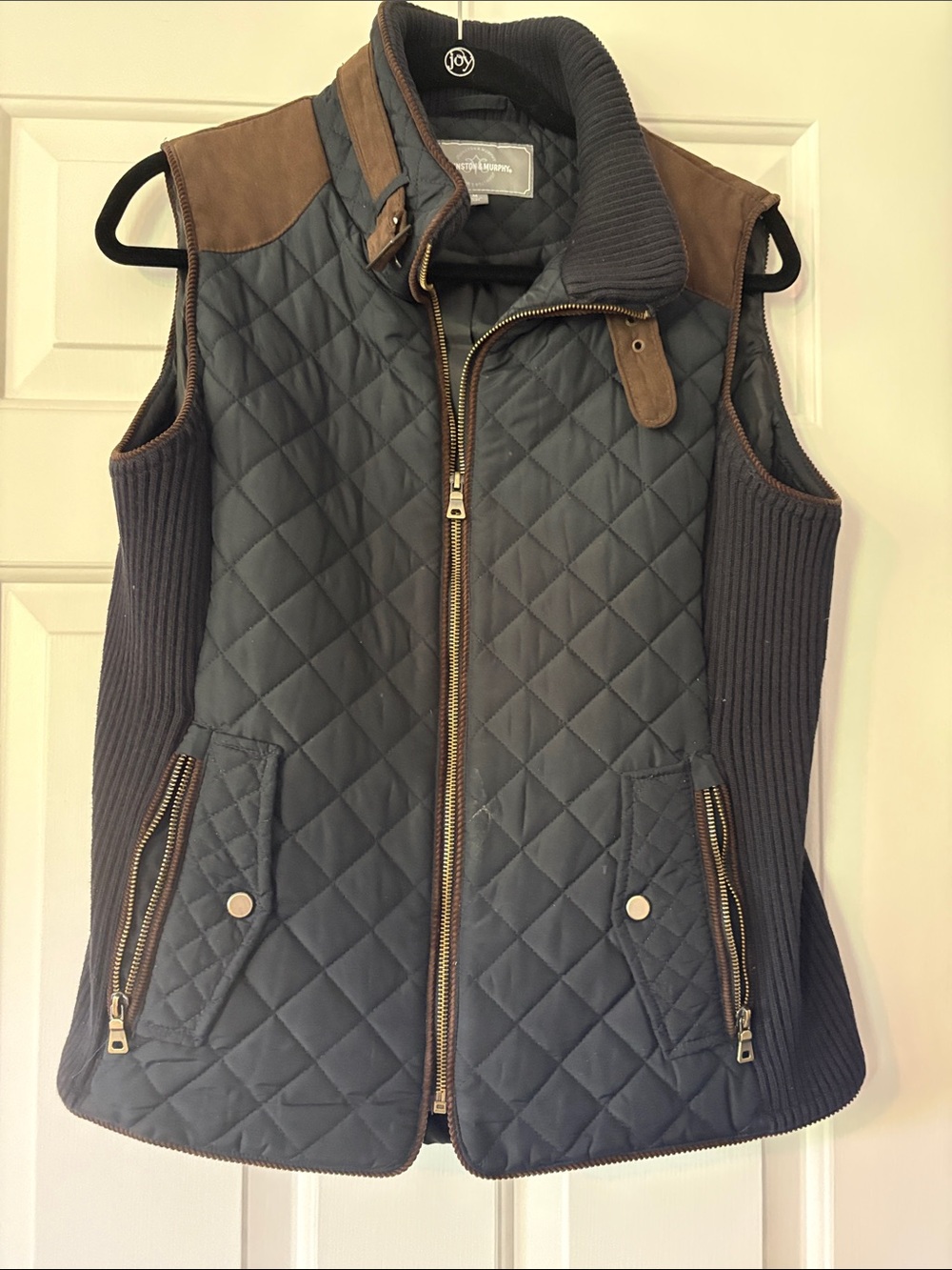 Quilted Gray Vest with Brown Accents - Johnston & Murphy